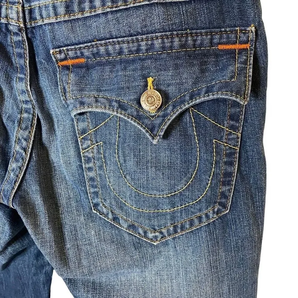 True Religion Jeans Mens Straight Flap Pocket Dark Wash Denim Size‎ 32x32.5